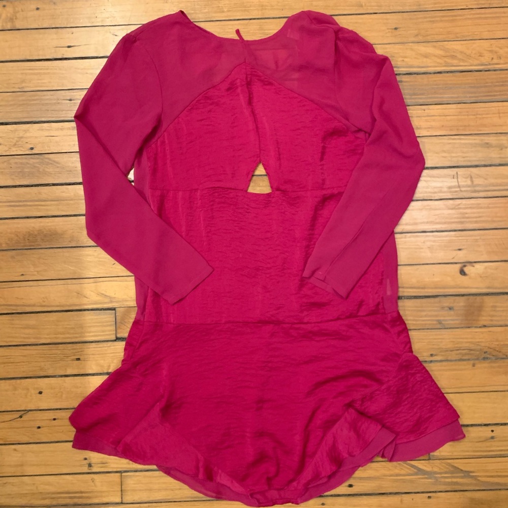 THREE OF SOMETHING Fuschia Pink mini dress